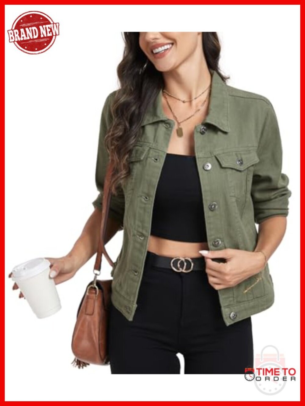 Women's Denim Jacket Button Up Long Sleeve Trendy Jean Coat with Pockets